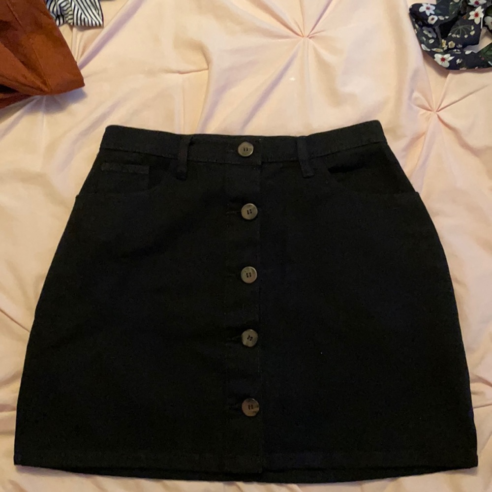 Black button up mini skirt